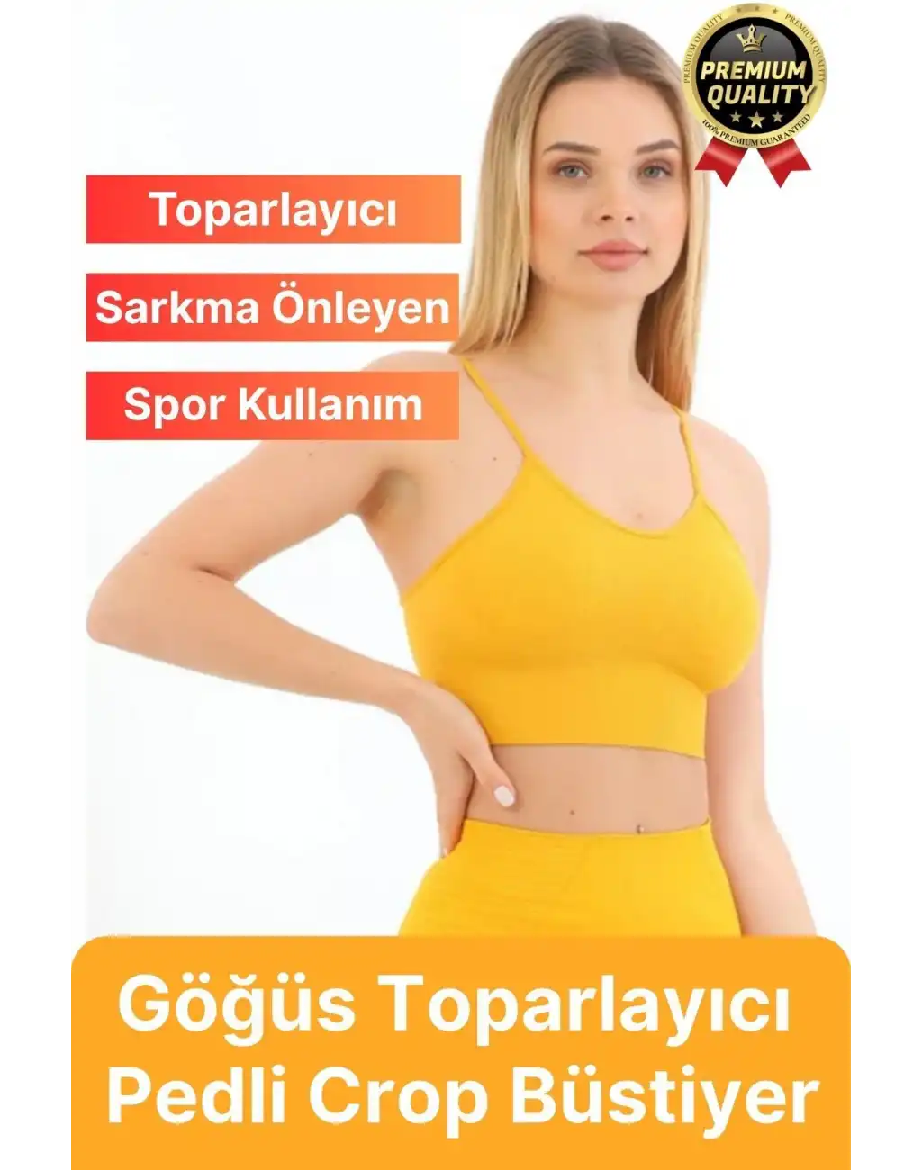 Göğüs Toparlayıcı Sarkma Önleyen Gündelik Spor Kullanım İnce İp Askılı Pedli Çizgili Crop Büstiyer