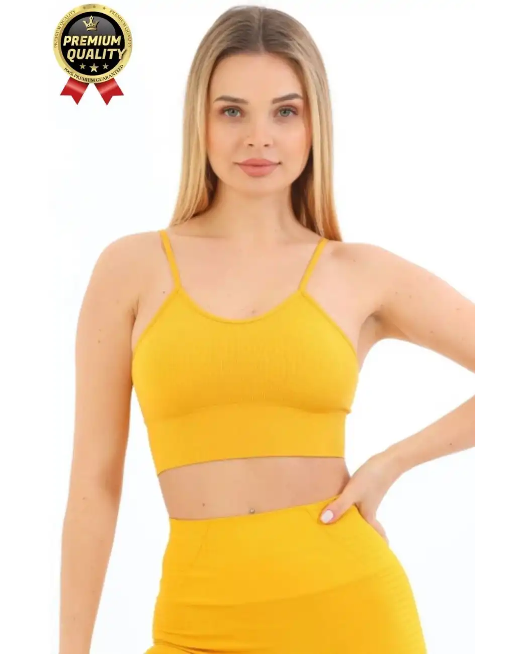 Göğüs Toparlayıcı Sarkma Önleyen Gündelik Spor Kullanım İnce İp Askılı Pedli Çizgili Crop Büstiyer