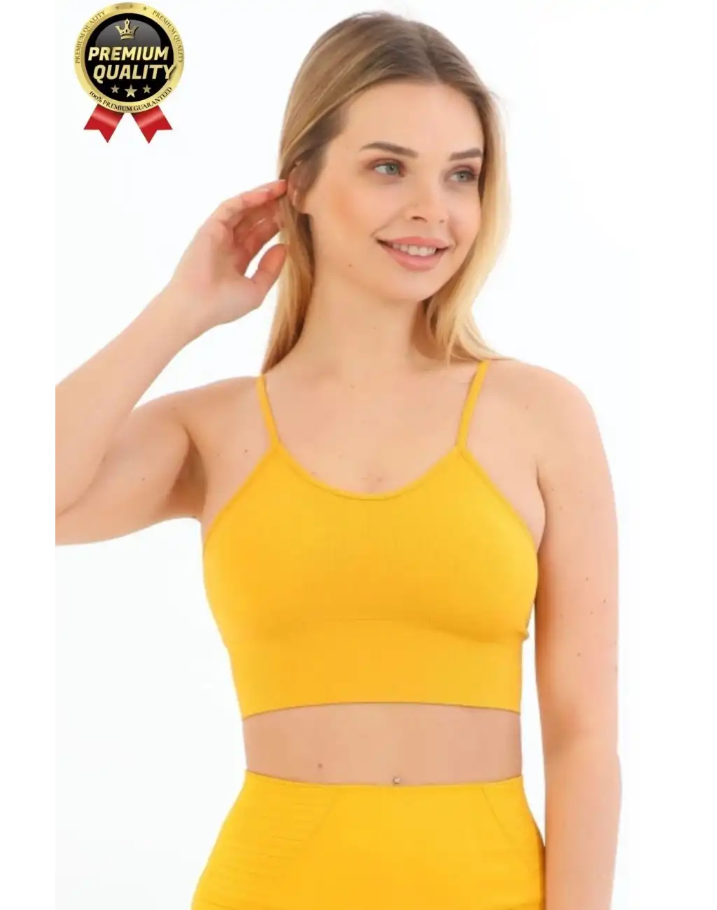 Göğüs Toparlayıcı Sarkma Önleyen Gündelik Spor Kullanım İnce İp Askılı Pedli Çizgili Crop Büstiyer