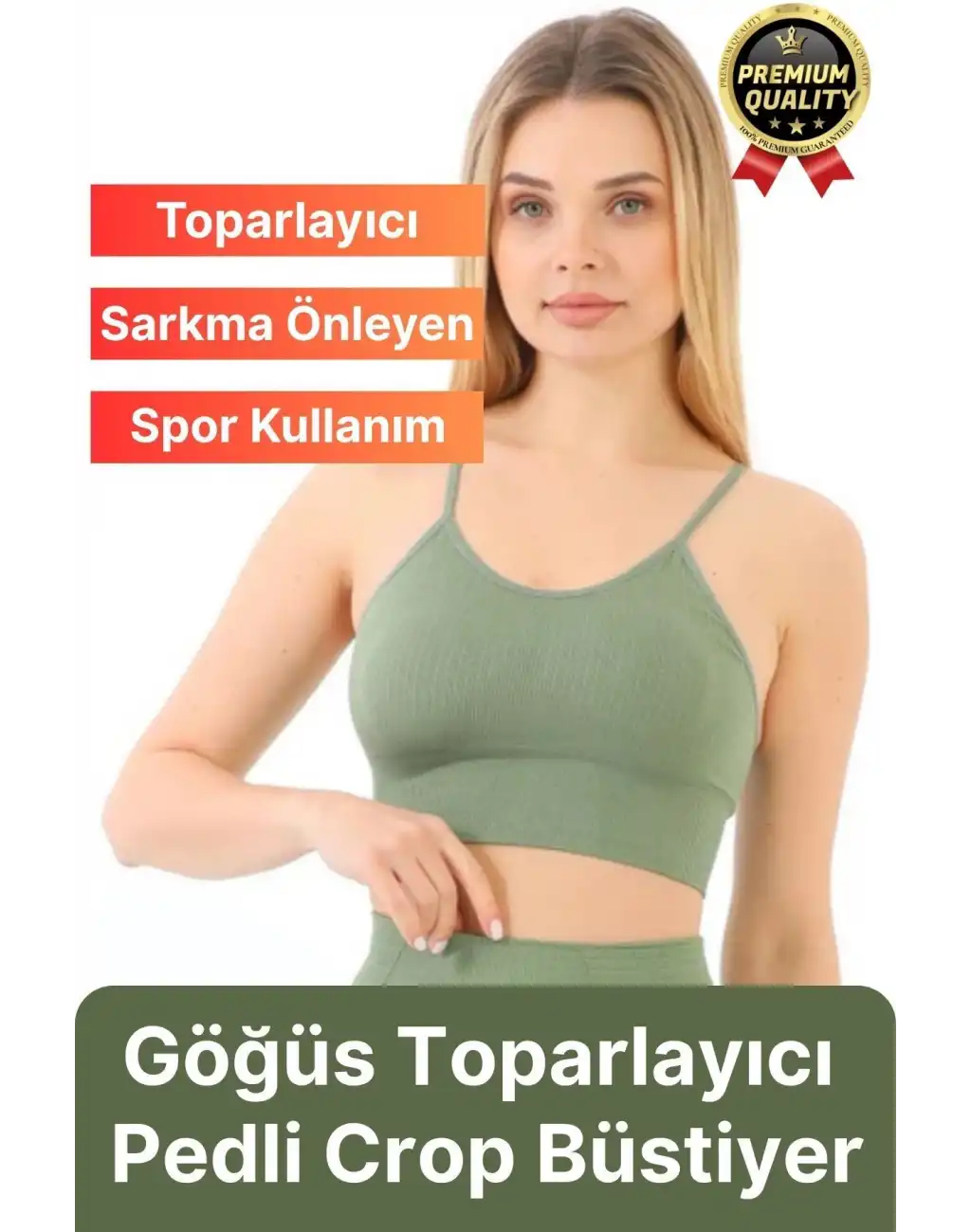 Göğüs Toparlayıcı Sarkma Önleyen Gündelik Spor Kullanım İnce İp Askılı Pedli Çizgili Crop Büstiyer