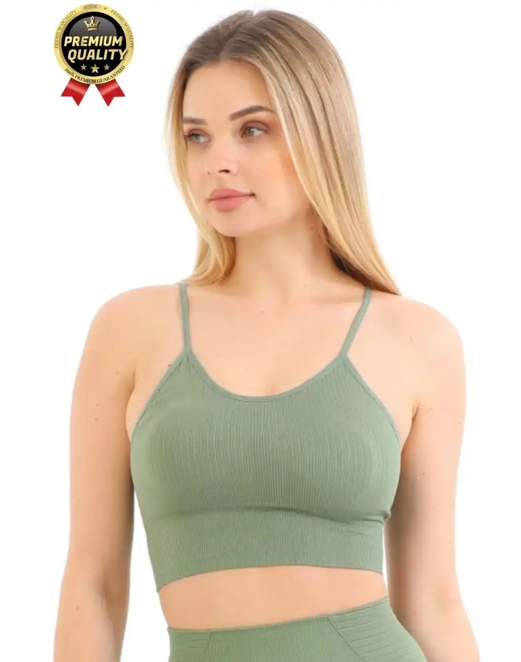 Göğüs Toparlayıcı Sarkma Önleyen Gündelik Spor Kullanım İnce İp Askılı Pedli Çizgili Crop Büstiyer