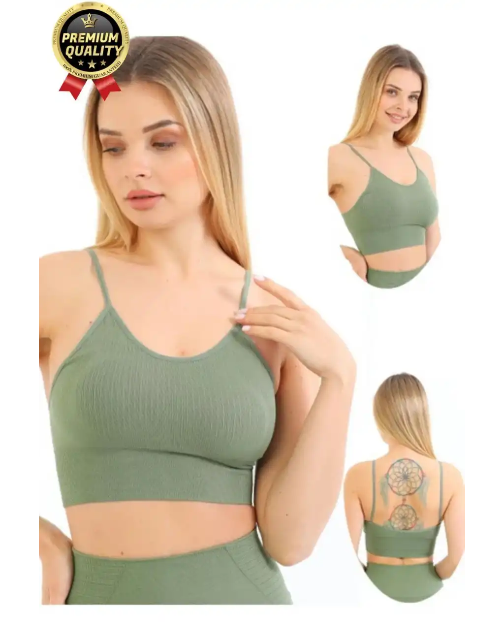 Göğüs Toparlayıcı Sarkma Önleyen Gündelik Spor Kullanım İnce İp Askılı Pedli Çizgili Crop Büstiyer