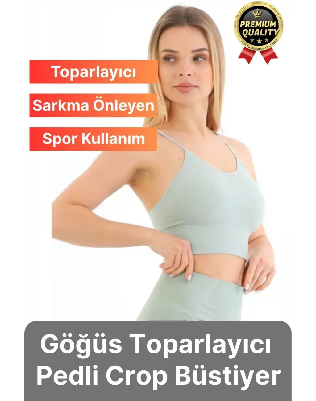 Göğüs Toparlayıcı Sarkma Önleyen Gündelik Spor Kullanım İnce İp Askılı Pedli Çizgili Crop Büstiyer