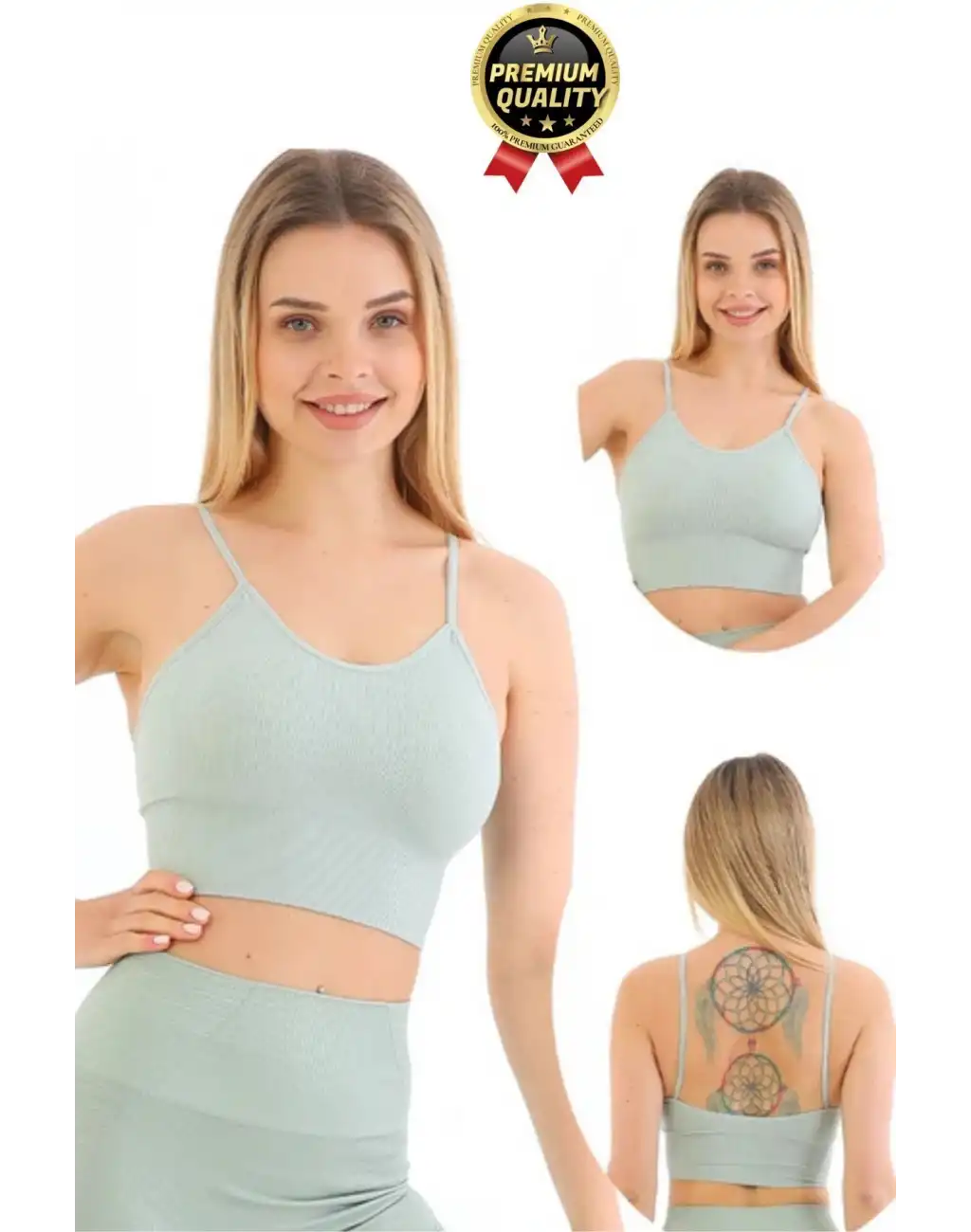 Göğüs Toparlayıcı Sarkma Önleyen Gündelik Spor Kullanım İnce İp Askılı Pedli Çizgili Crop Büstiyer