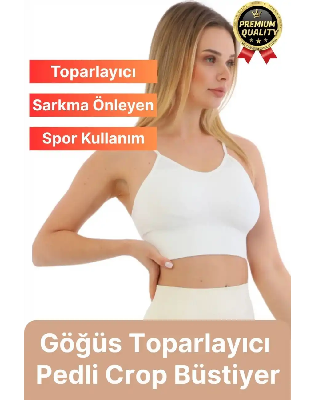 Göğüs Toparlayıcı Sarkma Önleyen Gündelik Spor Kullanım İnce İp Askılı Pedli Çizgili Crop Büstiyer