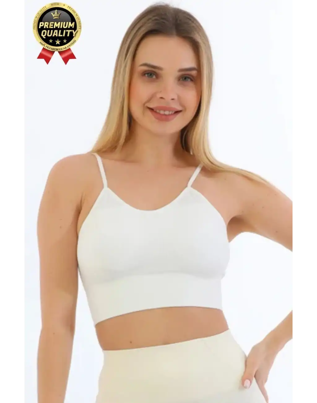 Göğüs Toparlayıcı Sarkma Önleyen Gündelik Spor Kullanım İnce İp Askılı Pedli Çizgili Crop Büstiyer