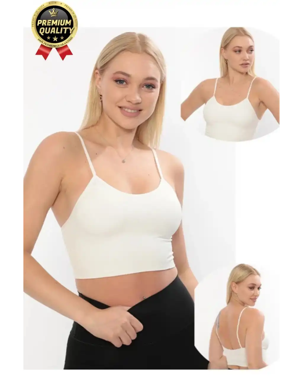 Göğüs Toparlayıcı Sarkma Önleyen Gündelik Spor Kullanım İnce İp Askılı Pedli Çizgili Crop Büstiyer