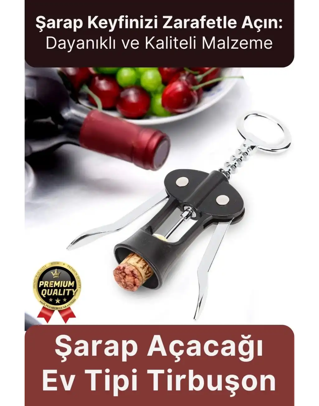 Özel Üretim Dayanıklı Şık Paslanmaz Kararmaz Çelik Şarap Şişe Mantar Kapak Açacağı Tirbuşon 18*7 Cm