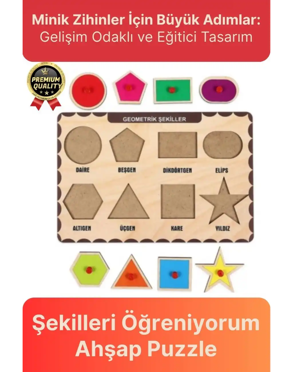Yeni Seri Çocuk Ebeveyn Eğlenceli Eğitici Öğrenme Destekli Şekiller Yapboz Ahşap Tutmalı Puzzle