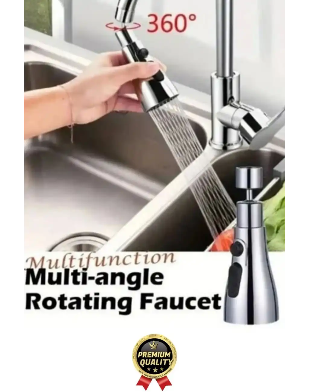 Yeni Seri Kaliteli Şık 3 Fonksiyonlu 720 Derece Dönebilen Mutfak Lavabo Banyo Metalik Musluk Başlığı