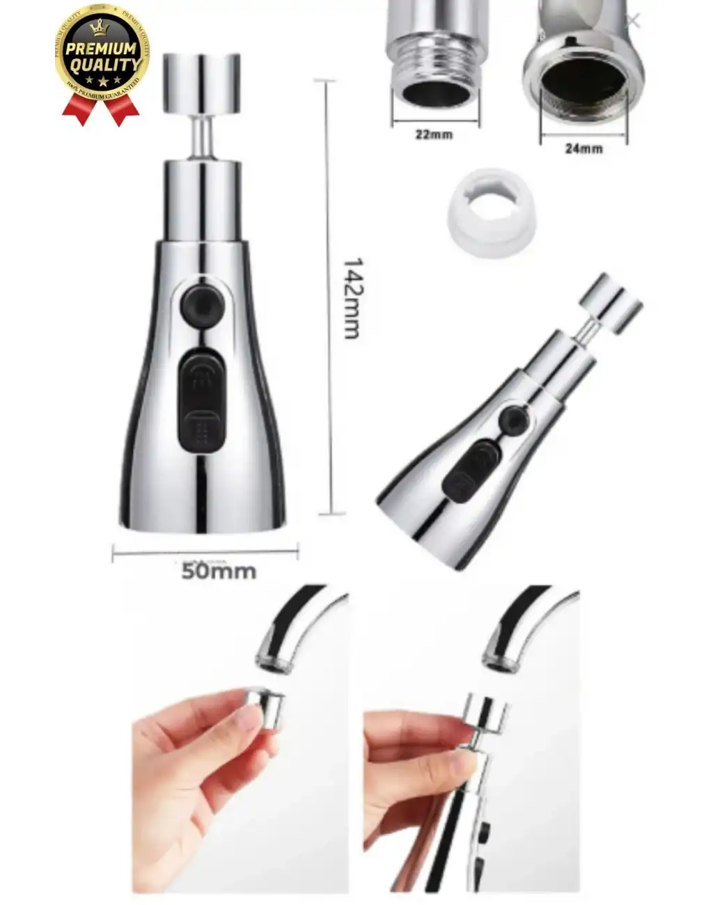 Yeni Seri Kaliteli Şık 3 Fonksiyonlu 720 Derece Dönebilen Mutfak Lavabo Banyo Metalik Musluk Başlığı