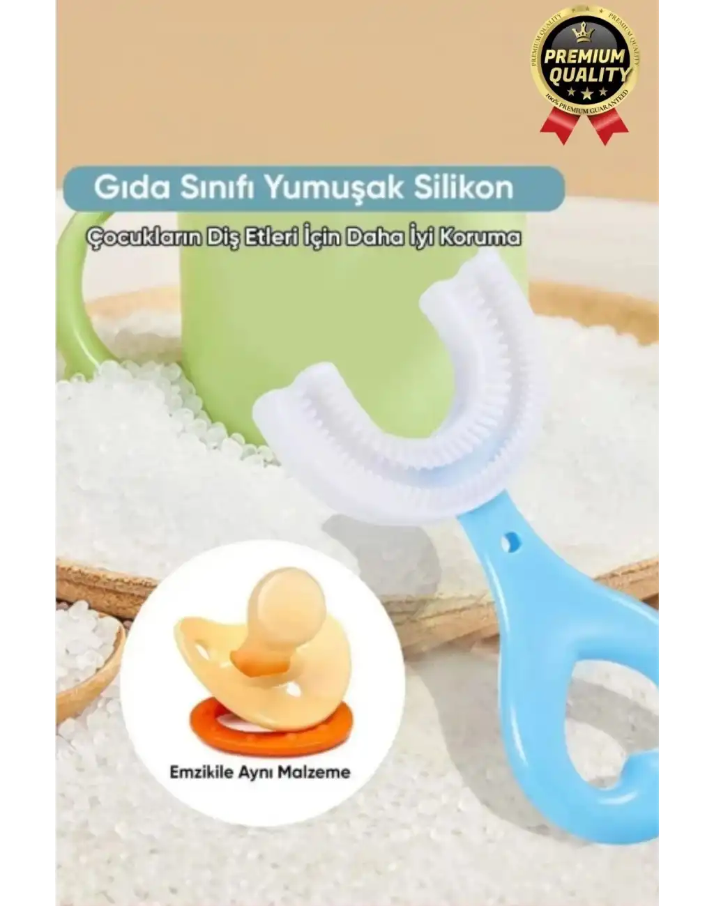 Yeni Nesil Pratik Silikon Yuvarlak U şeklinde Saplı 2-6 Yaş Yumuşak Pembe Bebek Çocuk Diş Fırçası