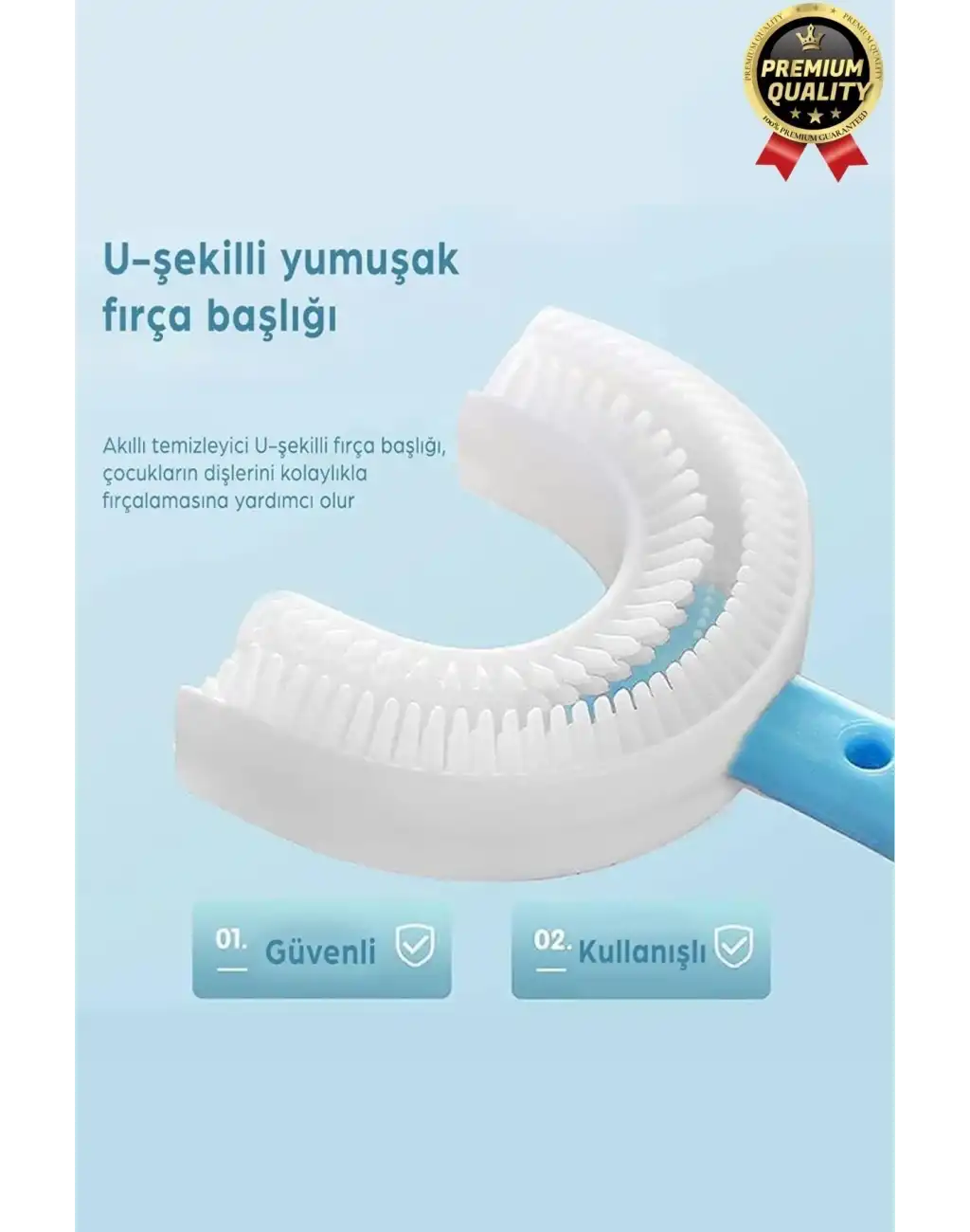 Yeni Nesil Pratik Silikon Yuvarlak U şeklinde Saplı 2-6 Yaş Yumuşak Mavi Bebek Çocuk Diş Fırçası