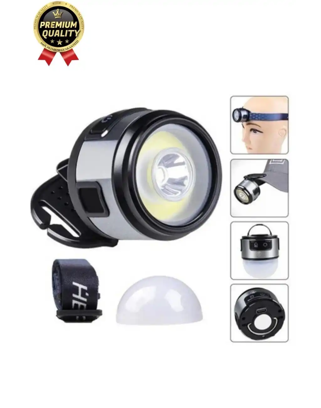 Özel Üretim Mıknatıs Sabitleme Oynar Başlıklı Esnek Lastik COB4 Led 7 Modlu Şarjlı Kafa Kamp Lambası
