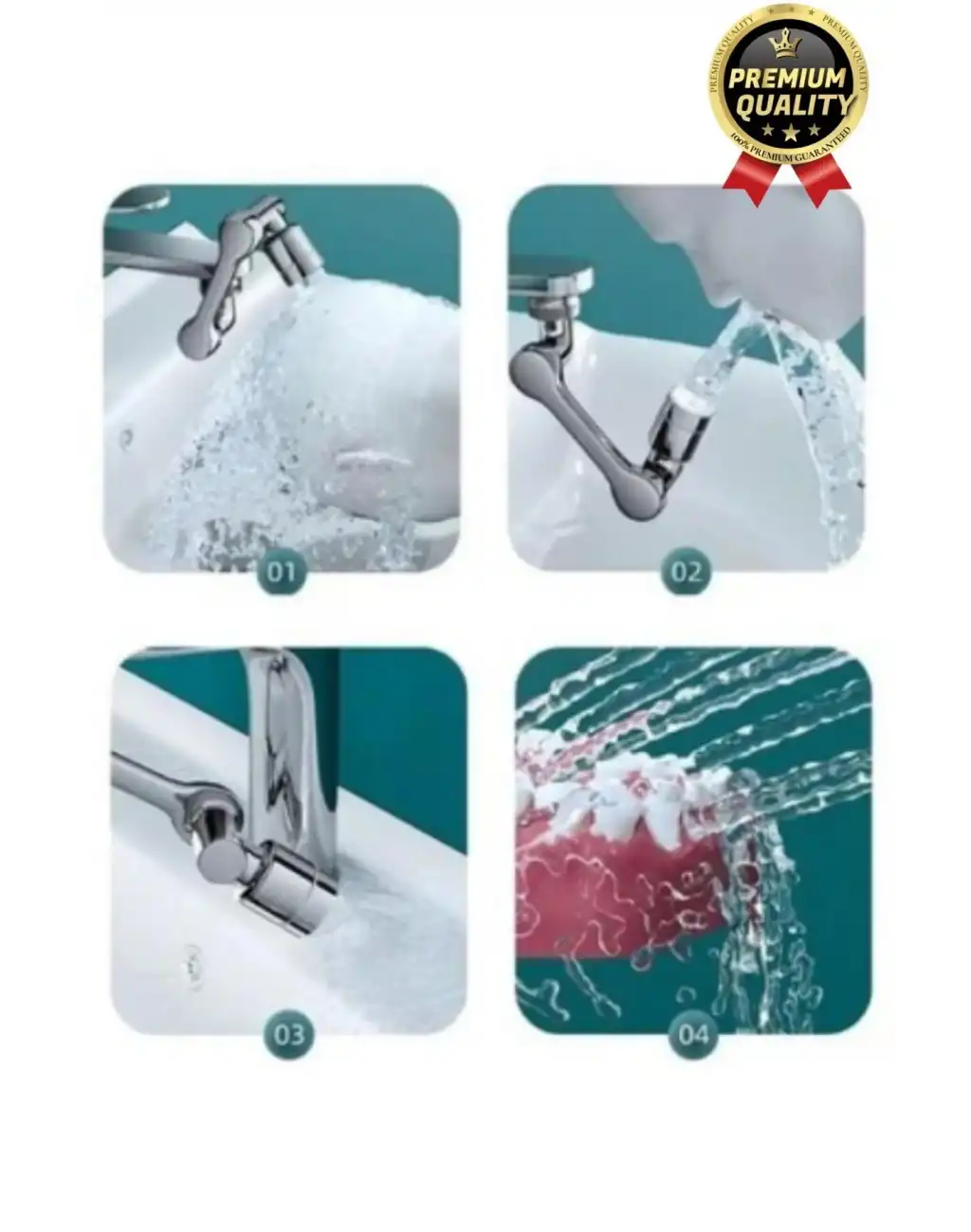 Çok Amaçlı Filtreli 2 Fonksiyonlu Mutfak Banyo 1080 Derece Dönebilen Akrobat Musluk Ucu Başlığı