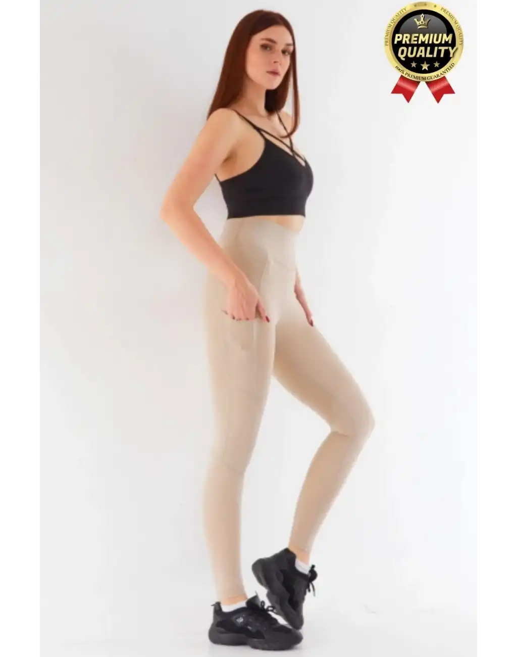 Yeni Seri İnceltici Korse Etkili Sıkı Dokuma Yoga Fitness Gym Training Yüksek Bel Cepli Sporcu Taytı