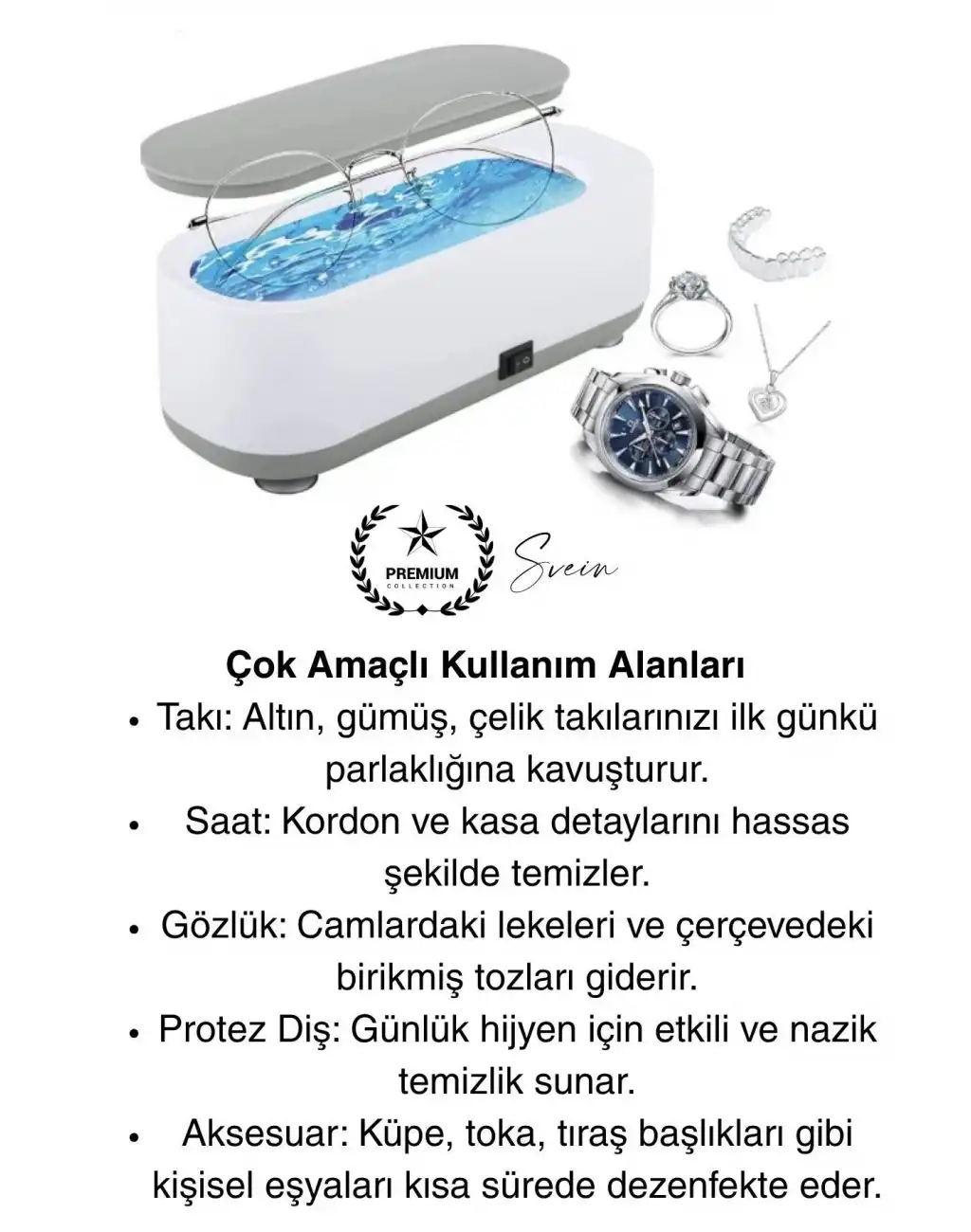 Ultrasonik Çok Fonksiyonlu Yüksek Titreşimli Yıkama Takı Saat Aksesuar Gözlük Temizleme Makinesi Usb