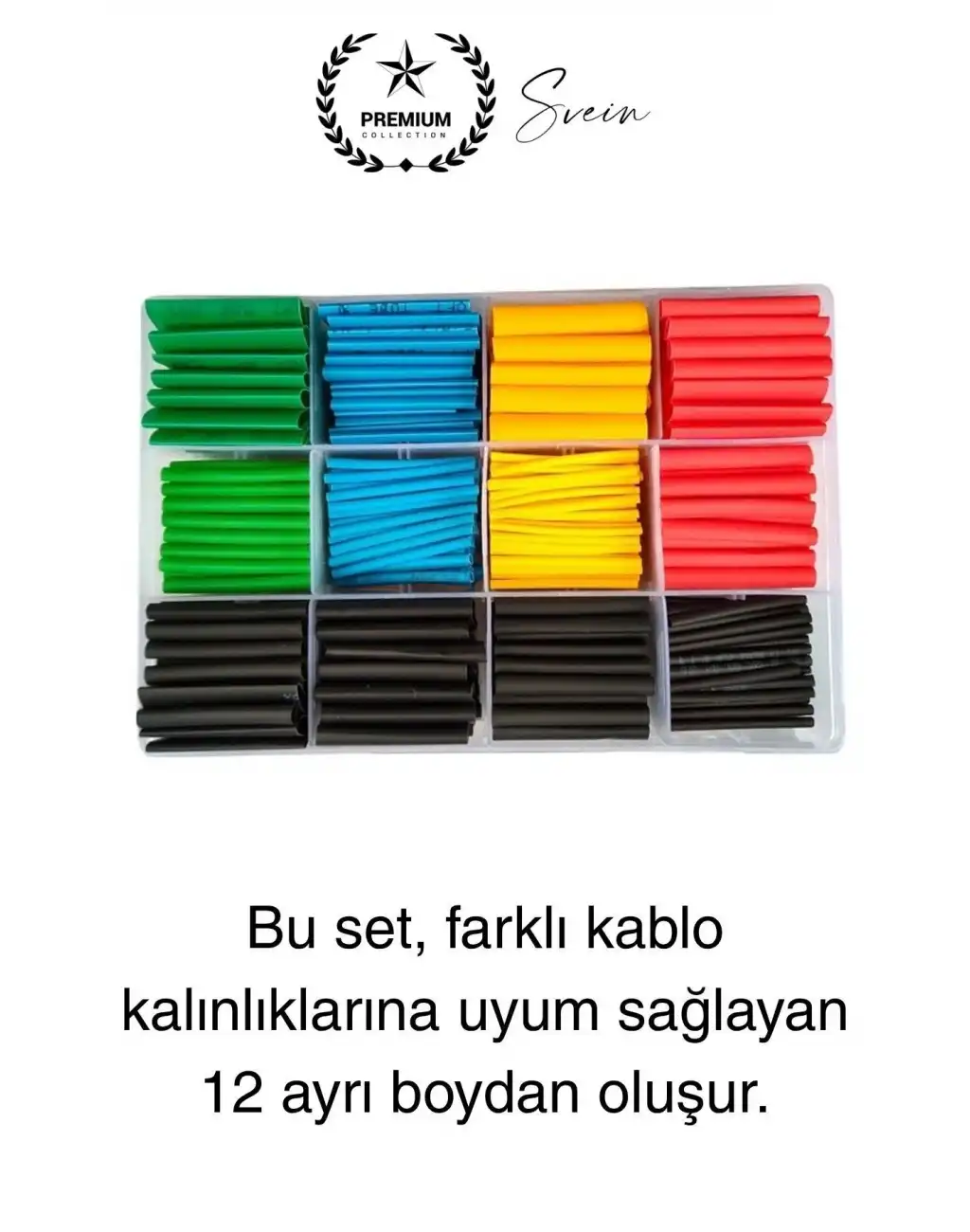 Premium Kutulu 12 Boy 530 Adet Set Renkli Isıyla Daralan Makaron Elektrik Kablosu Birleştirici Tamir