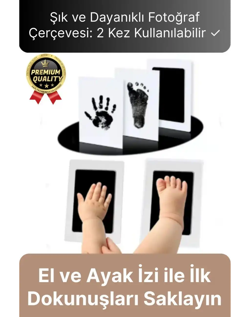 Özel Seri Mürekkepsiz 2 Kullanımlık Evcil Hayvan Bebek El Ayak İzi Fotoğraf Hatıra Çerçevesi Seti