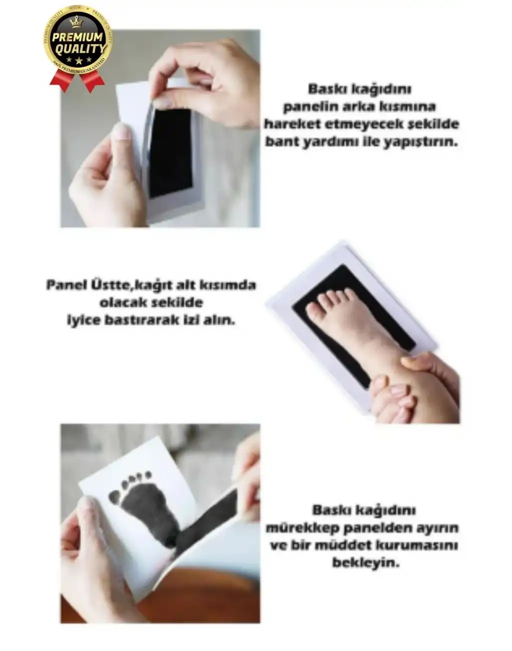 Özel Seri Mürekkepsiz 2 Kullanımlık Evcil Hayvan Bebek El Ayak İzi Fotoğraf Hatıra Çerçevesi Seti