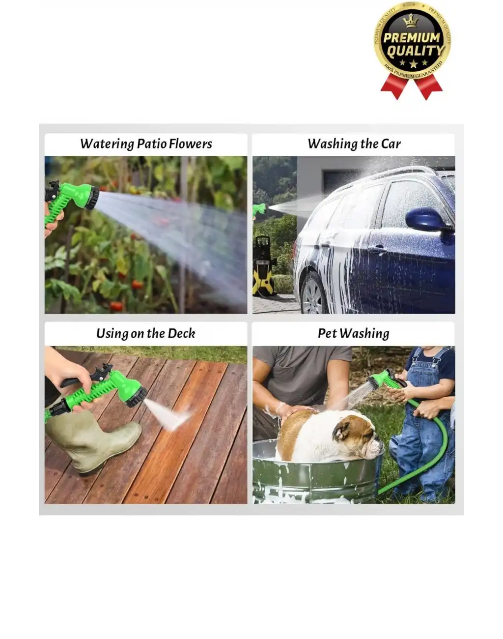 Çok Amaçlı Kırılmaz Dolaşmaz 7 Fonksiyonlu Bahçe Sulama Araç Yıkama Tabancalı Uzayan Hortum 22,5 Mt