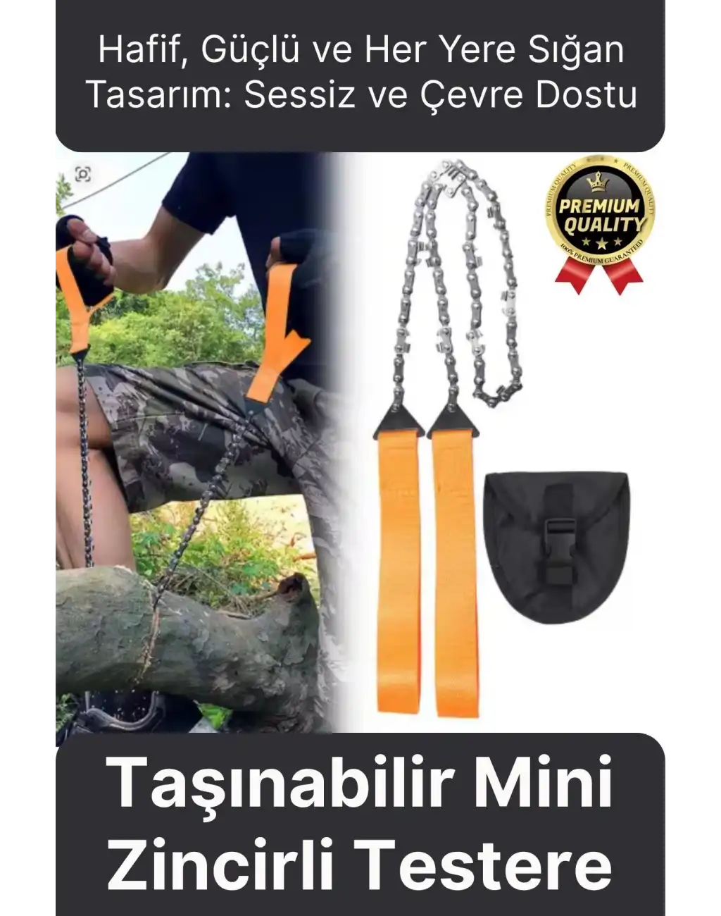 Çok Amaçlı Saplı Taşınabilir Güçlü Dayanıklı Ergonomik Hafif Çantalı Mini Manuel Zincirli Testere