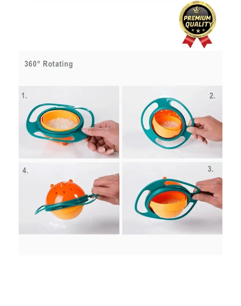 Özel Seri Kolay Temizlenir Dayanıklı Bpa İçermez 360 Derece Dönen Dökülmeyen Bebek Mama Kasesi