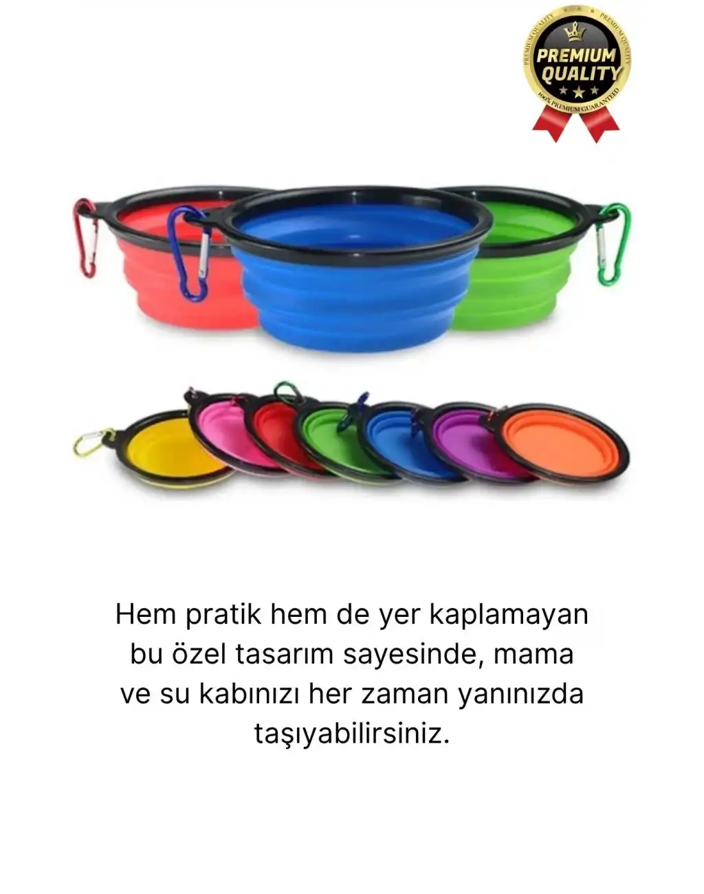 Özel Üretim Portatif Pratik Renkli Silikon Kancalı Katlanabilir Evcil Hayvan Kedi Köpek Mama Su Kabı