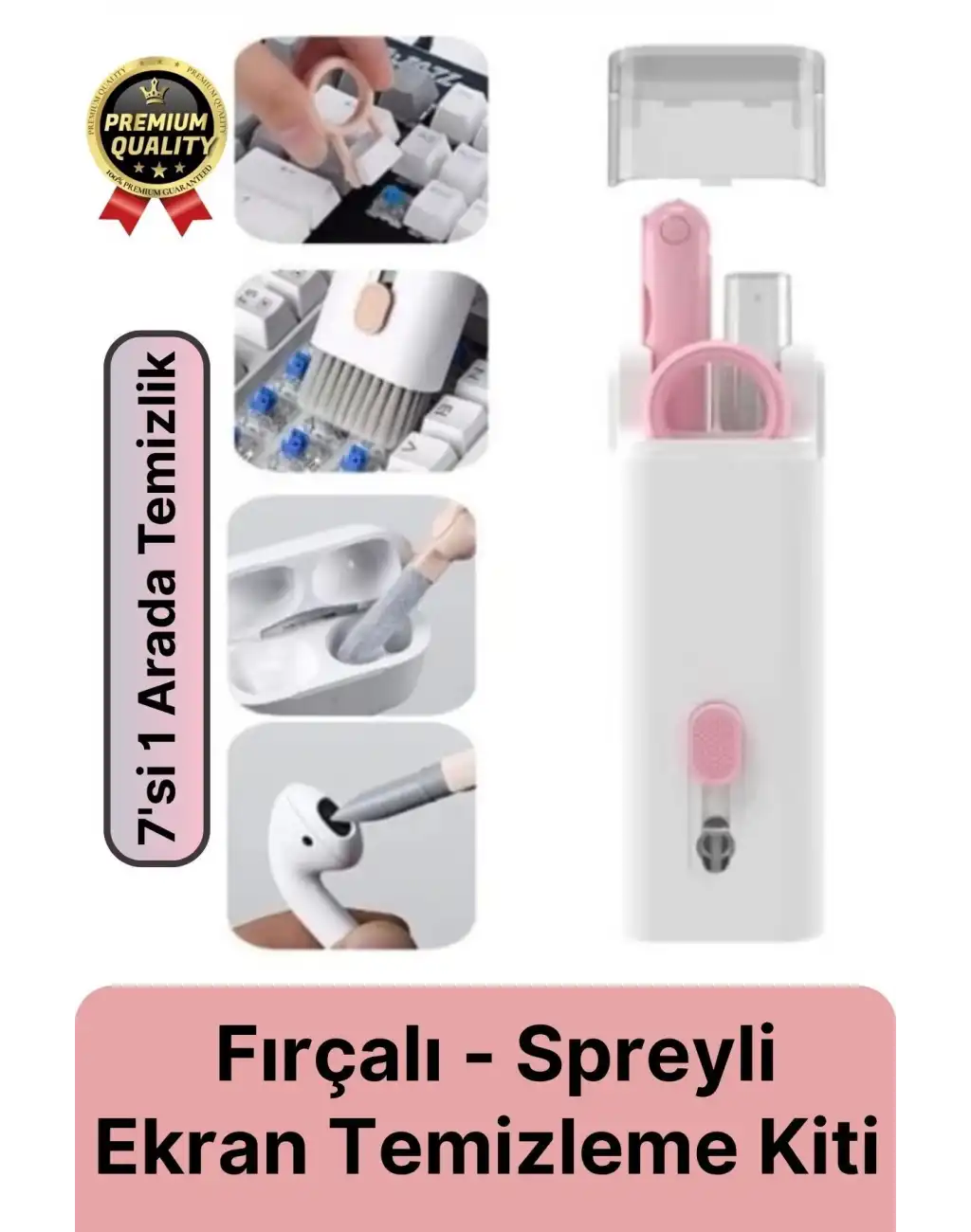 Çok Fonksiyonlu Silikon Uçlu 7 in 1 Bilgisayar Ekranı Kulaklık Airpods Klavye Telefon Temizleme Kiti