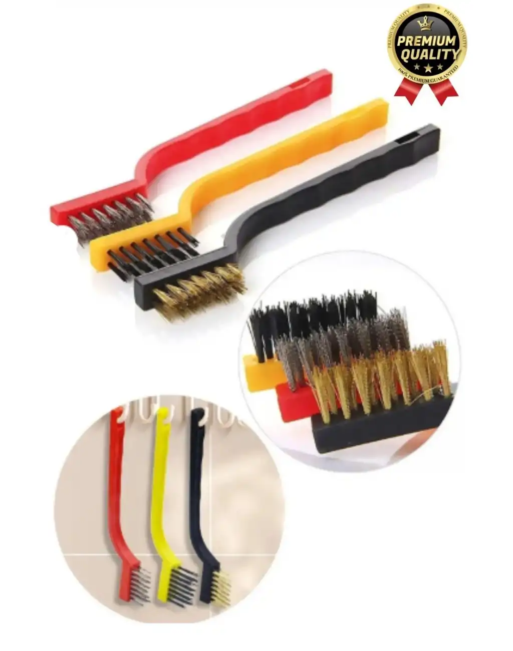 Çok Amaçlı Bakır Naylon Yağ Çıkarma Aspiratör Ocak Lavabo Fırın Detaylı Temizlik Tel Fırça 3 Parça