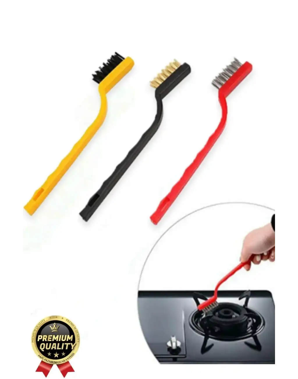 Çok Amaçlı Bakır Naylon Yağ Çıkarma Aspiratör Ocak Lavabo Fırın Detaylı Temizlik Tel Fırça 3 Parça