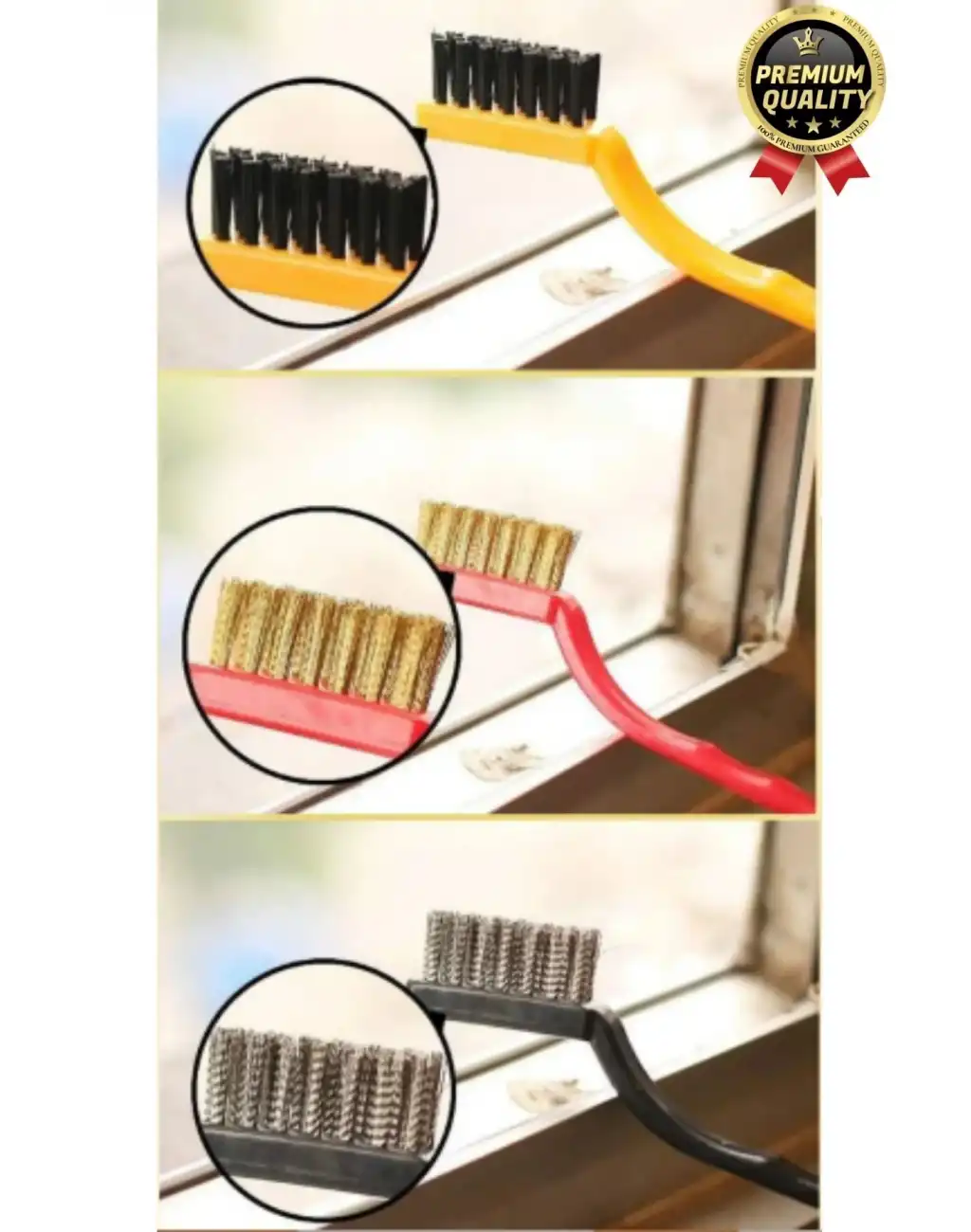 Çok Amaçlı Bakır Naylon Yağ Çıkarma Aspiratör Ocak Lavabo Fırın Detaylı Temizlik Tel Fırça 3 Parça