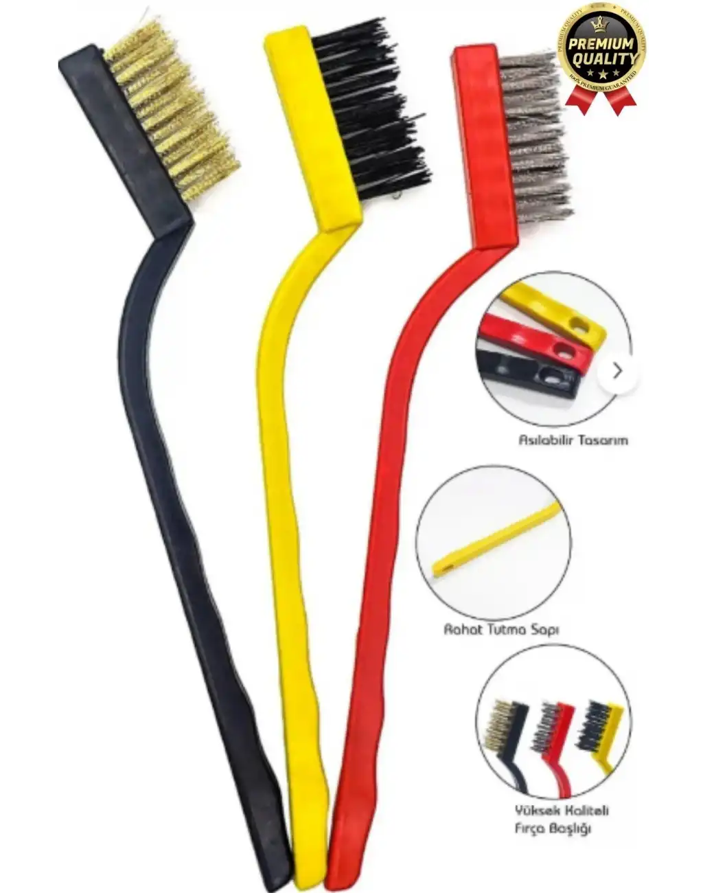 Çok Amaçlı Bakır Naylon Yağ Çıkarma Aspiratör Ocak Lavabo Fırın Detaylı Temizlik Tel Fırça 3 Parça