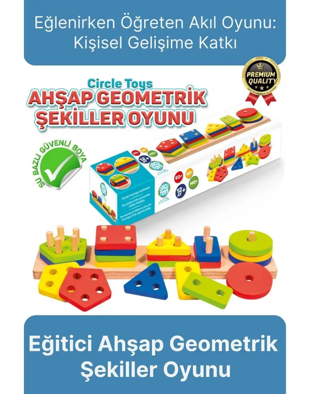 Özel Üretim Kişisel Gelişim Koordinasyon Çocuk Eğlenirken Öğreten Ahşap Geometrik Şekiller Oyunu
