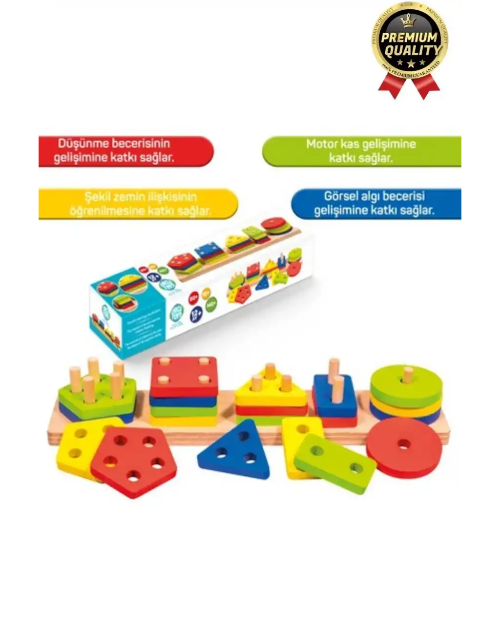 Özel Üretim Kişisel Gelişim Koordinasyon Çocuk Eğlenirken Öğreten Ahşap Geometrik Şekiller Oyunu