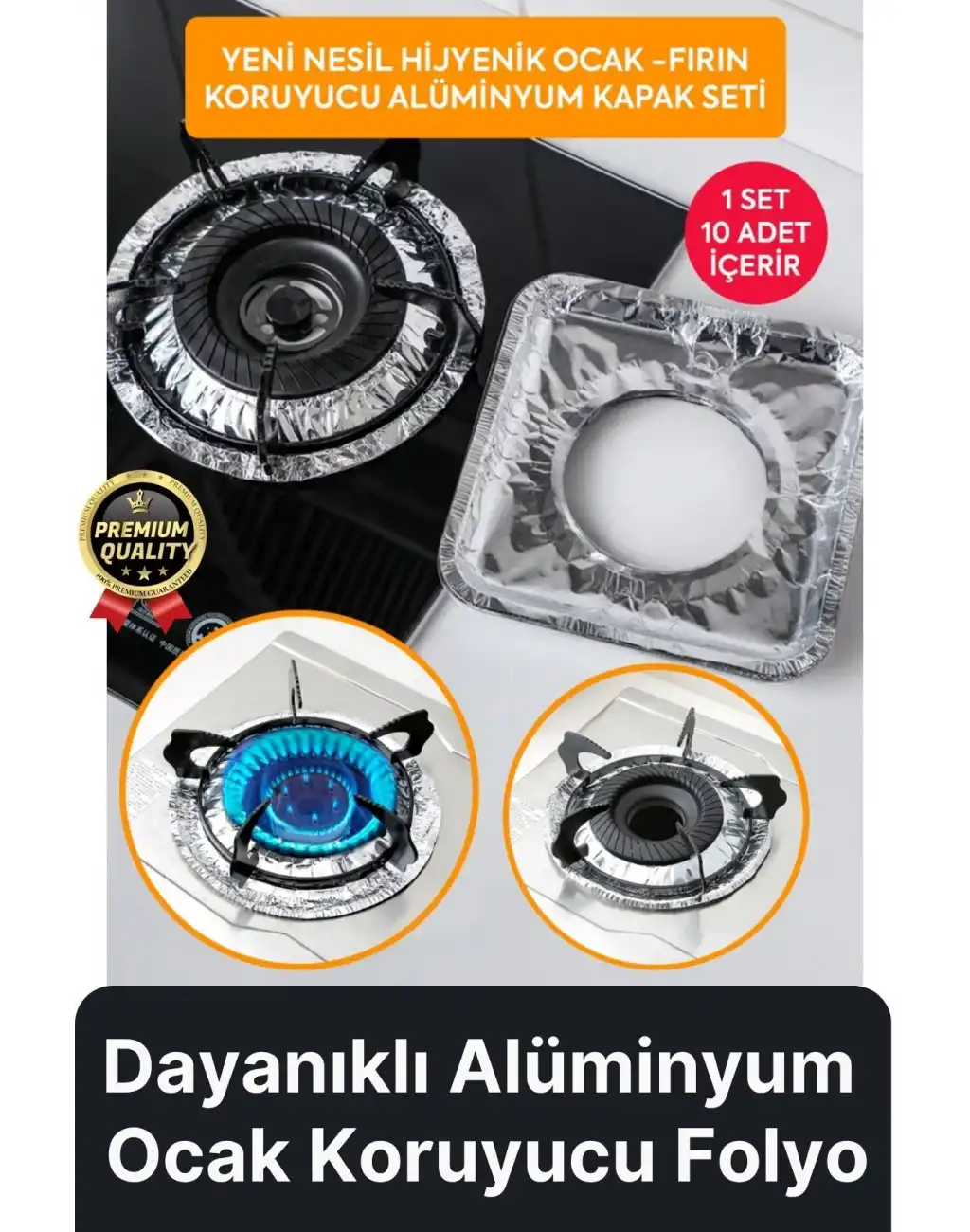 Çok Amaçlı Pratik Leke Önleyici Isıya Dayanıklı Yıkanabilir Alüminyum Ocak Koruyucu Folyo - 10 Adet