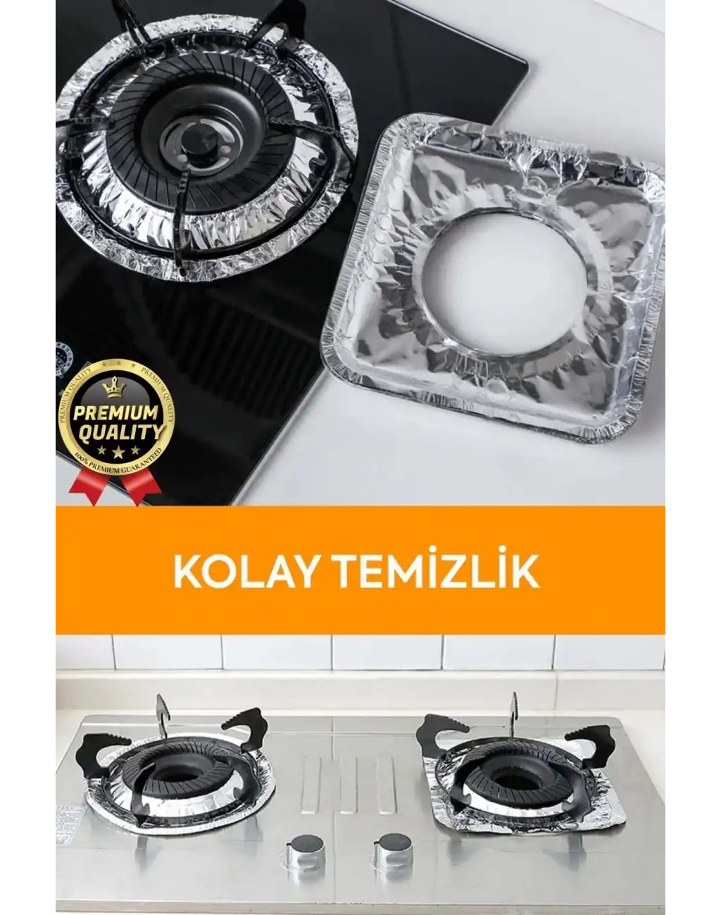 Çok Amaçlı Pratik Leke Önleyici Isıya Dayanıklı Yıkanabilir Alüminyum Ocak Koruyucu Folyo - 10 Adet