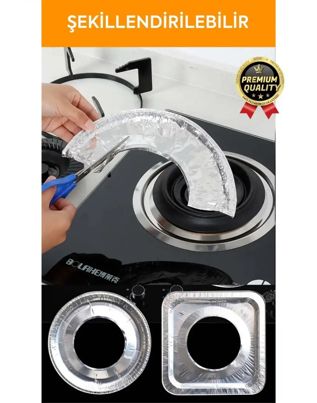 Çok Amaçlı Pratik Leke Önleyici Isıya Dayanıklı Yıkanabilir Alüminyum Ocak Koruyucu Folyo - 10 Adet