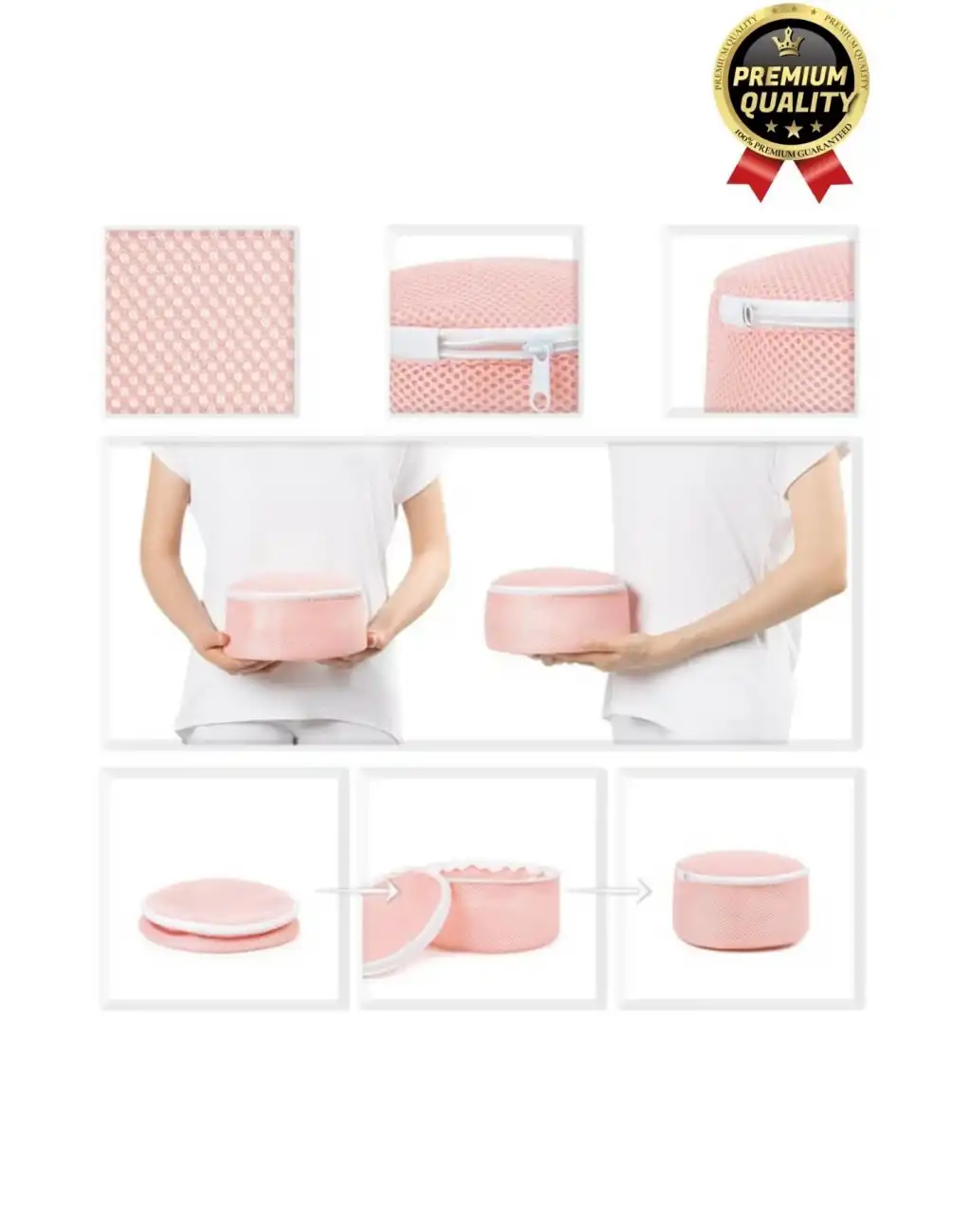 Çok Amaçlı Dayanıklı Fermuarlı Kumaş Sütyen İç Çamaşırı Yıkama Filesi Torbası Seti 2 Adet 20x15cm