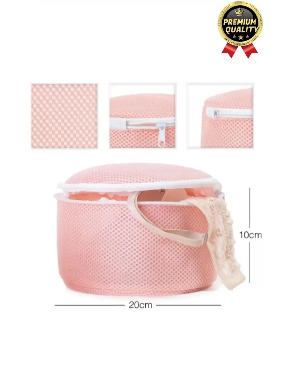 Çok Amaçlı Dayanıklı Fermuarlı Kumaş Sütyen İç Çamaşırı Yıkama Filesi Torbası Seti 2 Adet 20x15cm