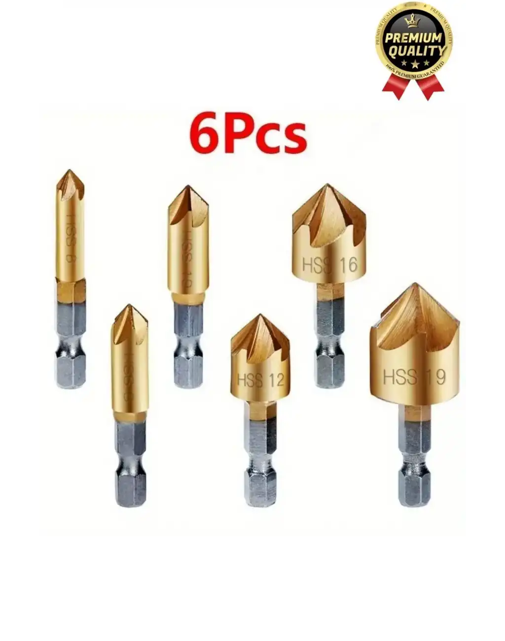 Özel Paslanmaz Çelik Kırılmaz HSS Bits Uçlu Altıgen Titanyum Kaplama Havşa Matkap Uç Seti 6 Parça
