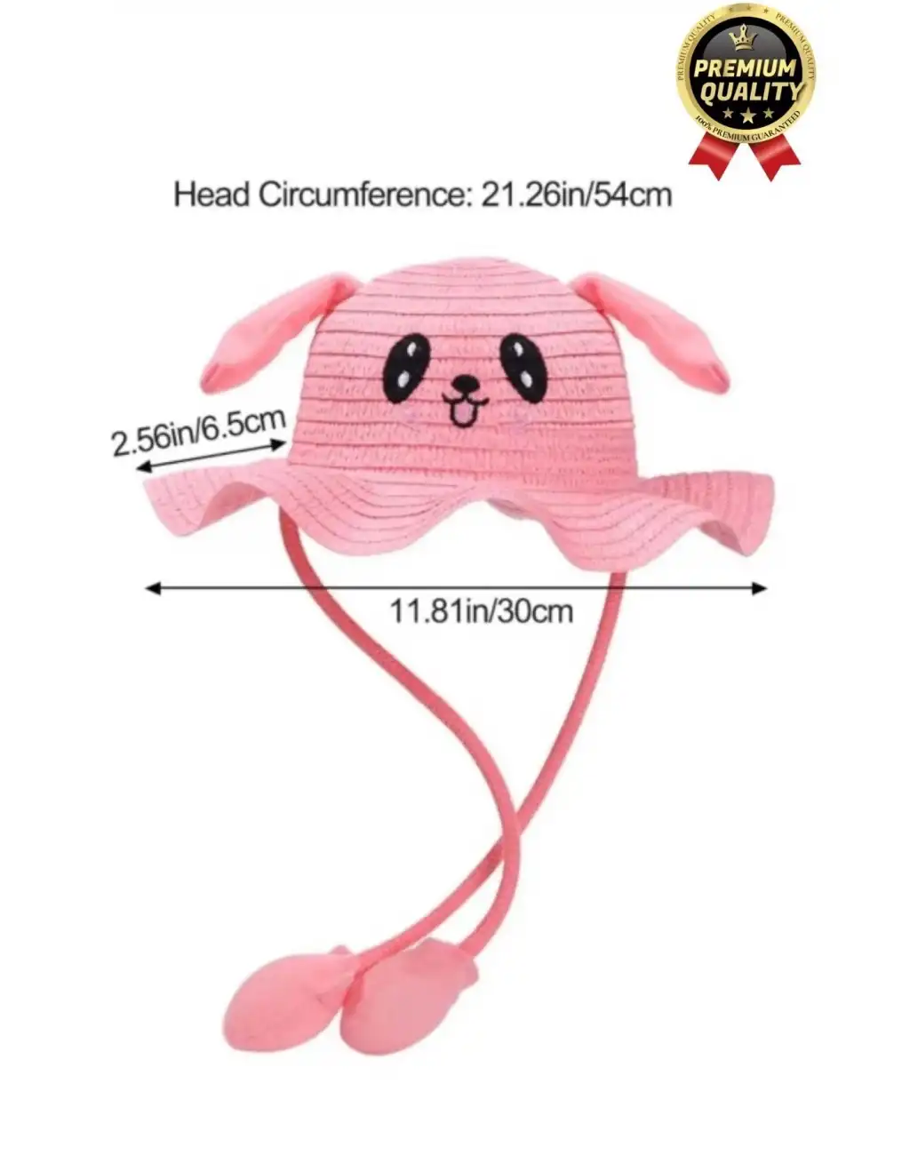 Özel Tasarım Organik Hasır Güneş Koruyuculu 2-10 Yaş Hareket Eden Oynar Kulaklı Yazlık Çocuk Şapka