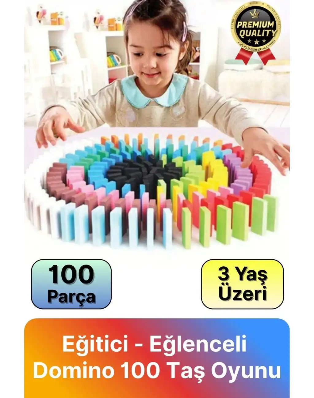 Özel Üretim Çocuk Eğitici Eğlenceli El Göz Koordinasyonu Geliştirici Renkli Domino 100 Taş Oyunu