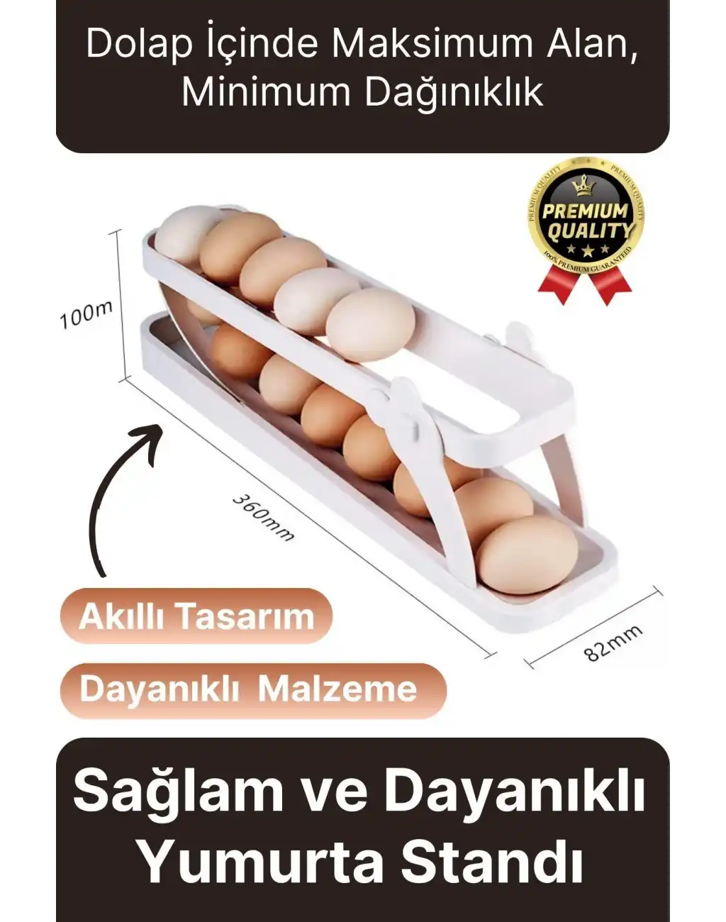 Premium Yer Tasarruflu Saklama Kabı Organizeri Plastik 2 Katlı Otomatik Buzdolabı Yumurta Standı