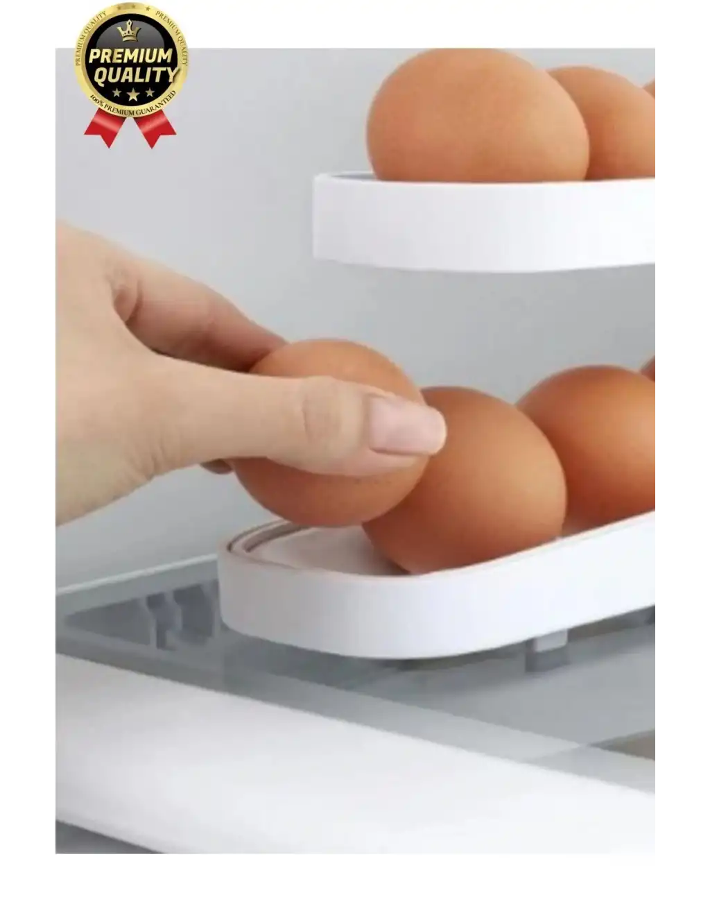 Premium Yer Tasarruflu Saklama Kabı Organizeri Plastik 2 Katlı Otomatik Buzdolabı Yumurta Standı