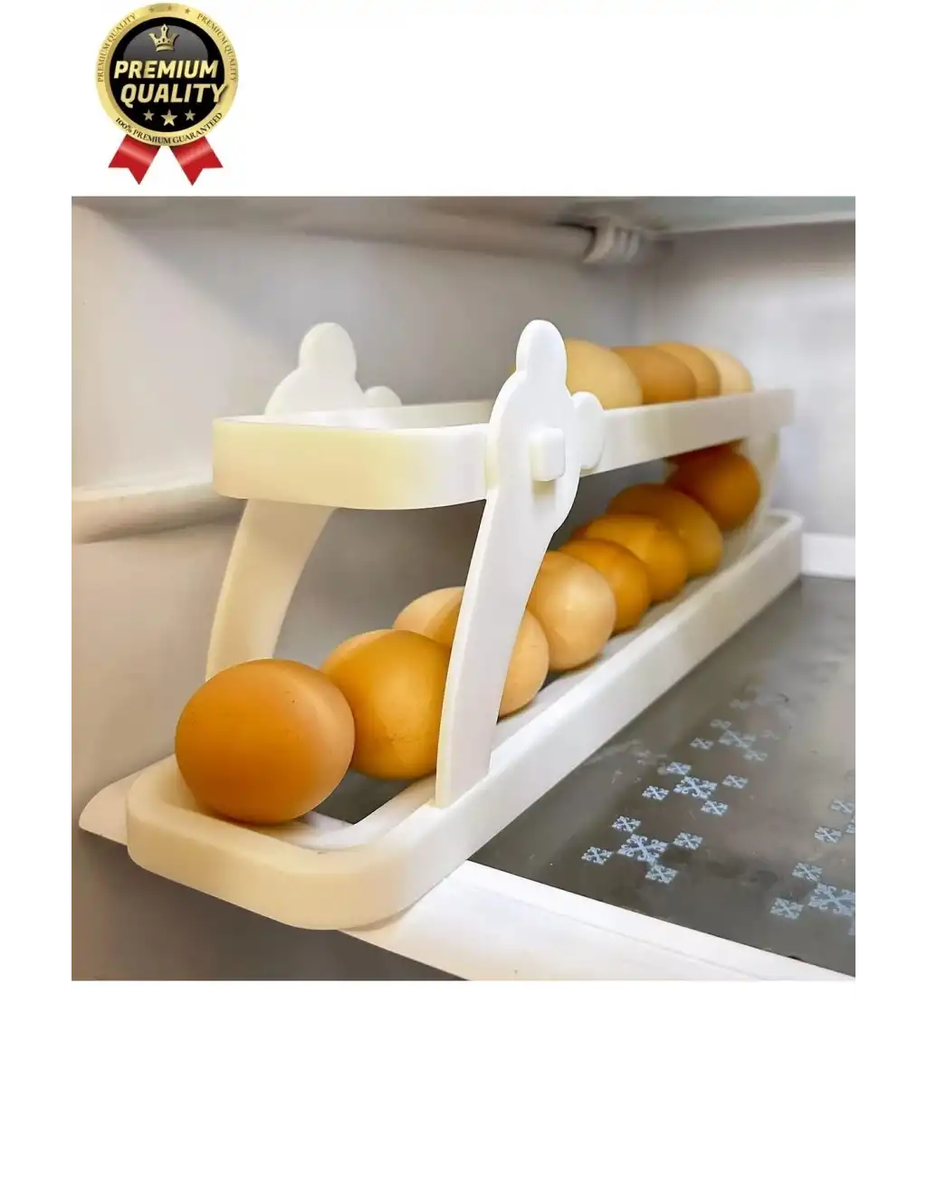 Premium Yer Tasarruflu Saklama Kabı Organizeri Plastik 2 Katlı Otomatik Buzdolabı Yumurta Standı