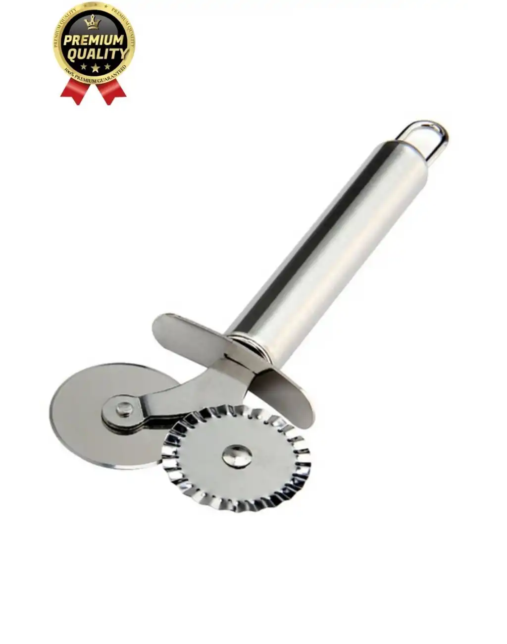 Premium Seri Paslanmaz Çelik Keskin Şekillendirici Kesici Çift Başlıklı Pizza Mantı Hamur Bıçağı