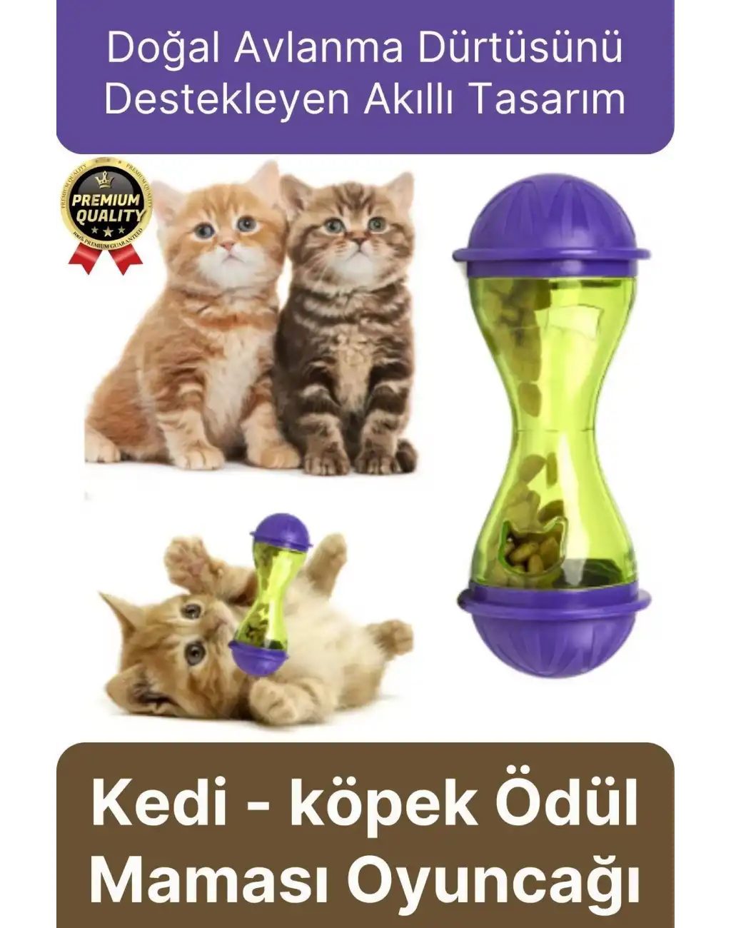 Premium Seri Saklama Hazneli İçgüdüsel Avlanma Kum Saati İnteraktif Kedi köpek Ödül Maması Oyuncağı