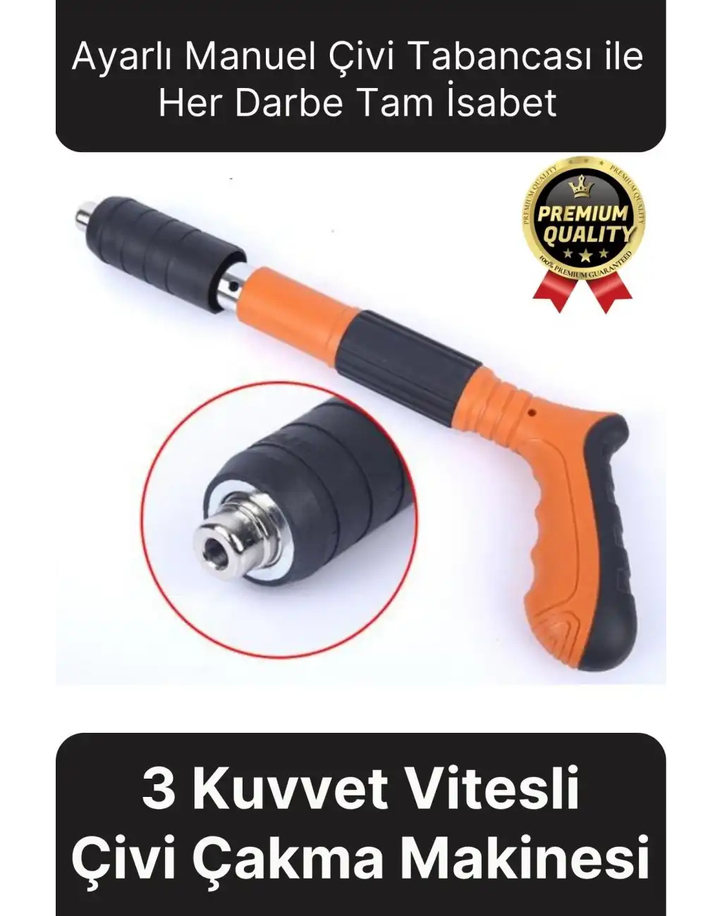 Profesyonel Güç Yaylı Sistemli 3 Kuvvet Vites Ses Çıkarmaz Ayarlı Manuel Çivi Çakma Makinesi