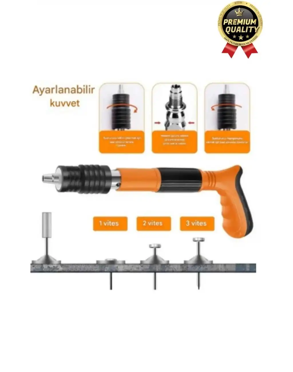Profesyonel Güç Yaylı Sistemli 3 Kuvvet Vites Ses Çıkarmaz Ayarlı Manuel Çivi Çakma Makinesi